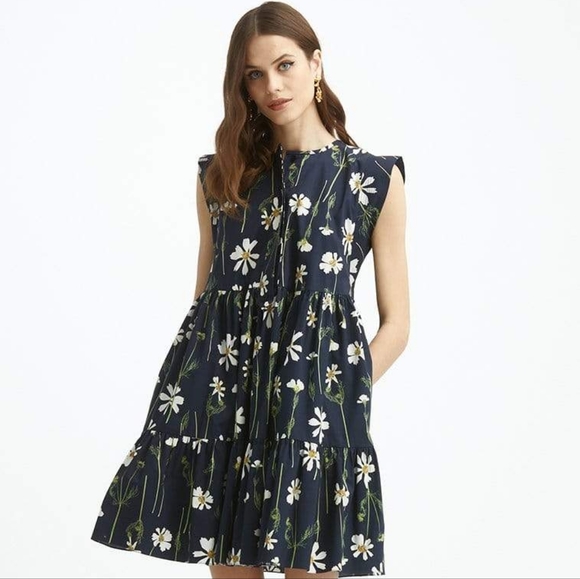 °$1,700 NEW OSCAR DE LA RENTA BLUE WHT TDAISY DAY DRESS 14 - Picture 1 of 11